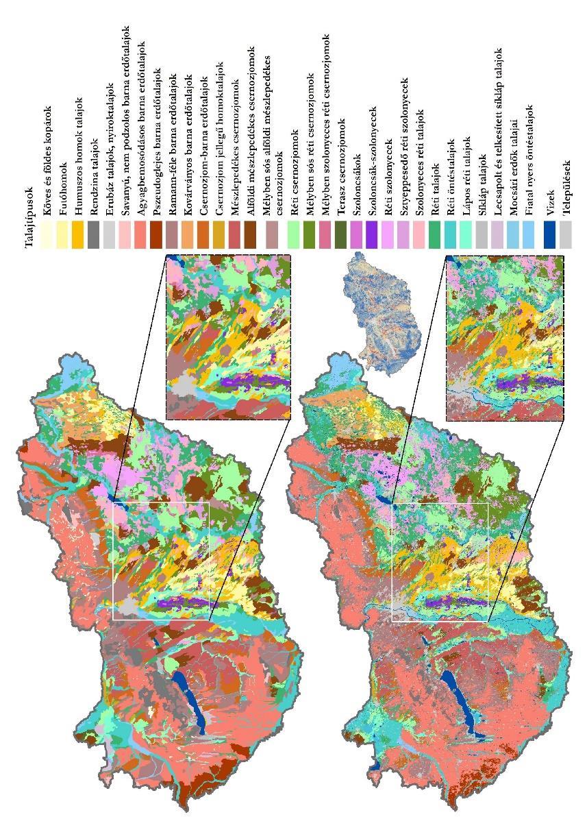 Dezaggregált országos genetikus talajtérkép A 100 db térbeli becslésből pixelenként maximális valószínűség elve alapján egyesített eredménytérkép tematikus felbontása megegyezik az AGROTOPOéval,