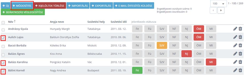 Jelentkezés státusza Jelentkezés státusza (alapértelmezett értéke: Függőben) A KRÉTA segítséget nyújt a legördülő menük kezelésében, a keresett szöveg elejének gépelésekor a rendszer kikeresi az