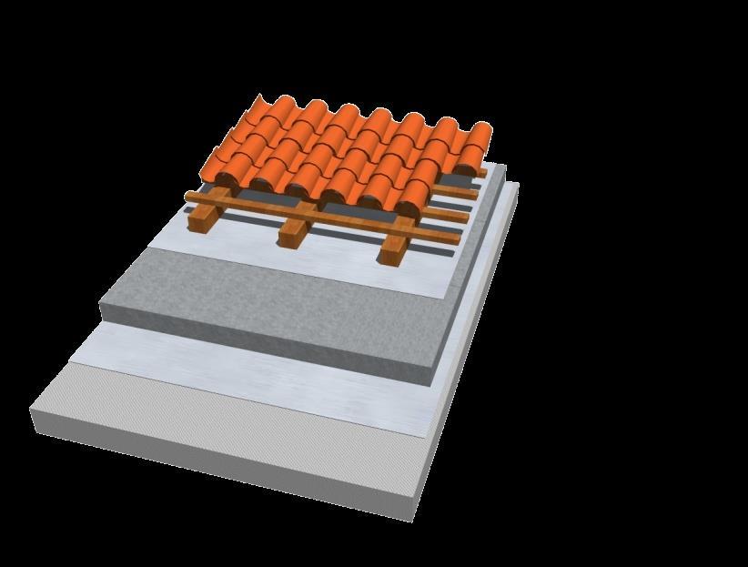 Az Austrotherm MANZÁRD GRAFIT hőszigetelés lépésálló tulajdonsága, valamint a vasbeton födémen való teljes feltámasztása miatt az ellenléc és tetőhéjalás terhét hordani képes, így a koporsófödém