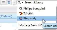 Online lejátszás Megjegyzés A Rhapsody helyről történő lejátszáshoz előbb fizessen elő a szolgáltatásra és jelentkezzen be a fiókjába.
