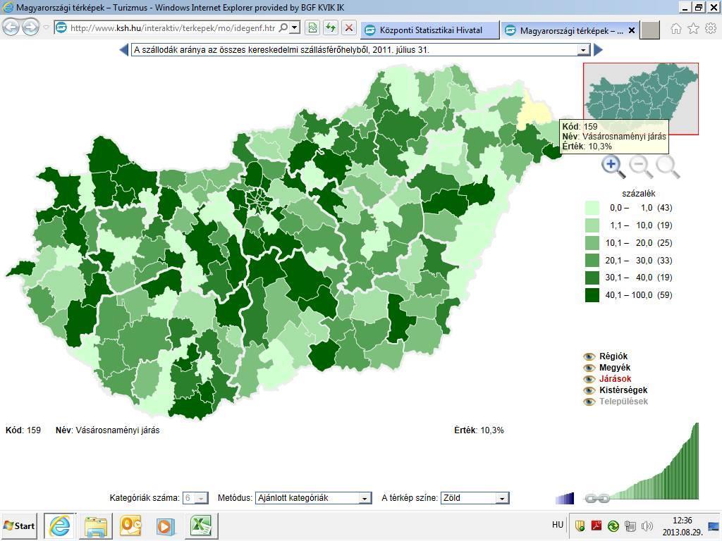 A szállodai telephelyválasztás turisztikai és gazdaságföldrajzi összefüggései (2000-2015) A KSH által közölt adatok alapján a vizsgált időszakban jelentős növekedés volt megfigyelhető mind a