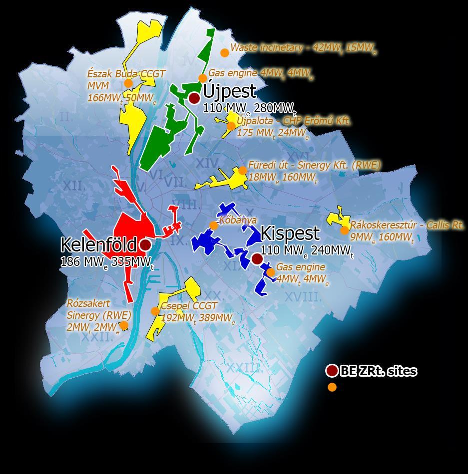 Budapesti Erőmű számokban Telephely: 3 Létszám: 202 fő Beruházási érték 2006-ig: 360 meur Budapest 110 MWe 404 MWth Újpest CCGT