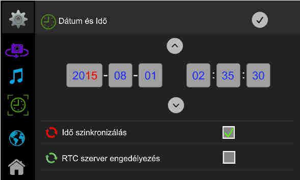 5.2. Dátum és idő beállítása A főmenüben érintse meg a idő beállításához.