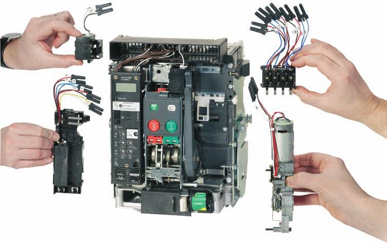 6 Ismertetés IZMX16 légmegszakítók, INX16 szakaszolókapcsolók* IZMX16, INX16 IZMX16: a rendkívül helytakarékos változat Az IZMX16 innovatív koncepciója lehetővé teszi, hogy a gyártók kocsizható