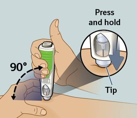 7) Csippentse össze a bőrét Csippentse össze a bőrét az injekció beadási helye körül Óvatosan csippentse össze bőrét a megtisztított beadási hely körül, és tartsa határozottan.