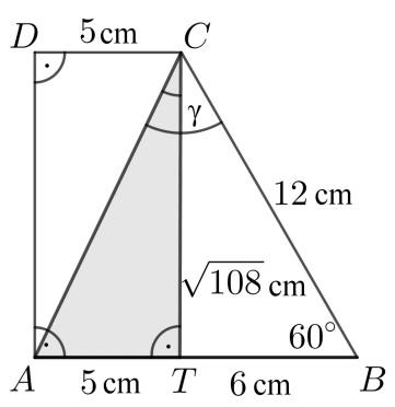 14. b) harmadik megoldás (Felhasználva az a) feladatban kiszámított BT és CT szakaszok hosszát.) 5 tg ACT ( 0,4811) 108 ACT 5,7º TCB = 30º ACB 30º + 5,7º = 55,7º 14.