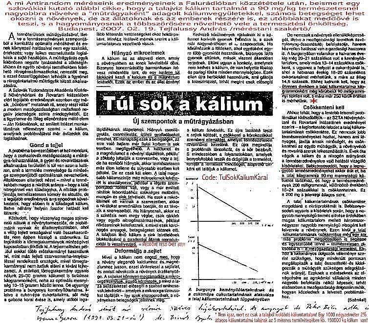 A KÁLIUM MÉRGEZŐ HATÁSAIT KIMUTATÓ MINDEN PONTOS HATÁS-KALIBRÁLÓ MÉRÉST SEMMIBE VESZNEK, PL. AZ ALÁBBI SZLOVÁK AKADÉMIAI MÉRÉSEKET IS, ÉS ÚN.