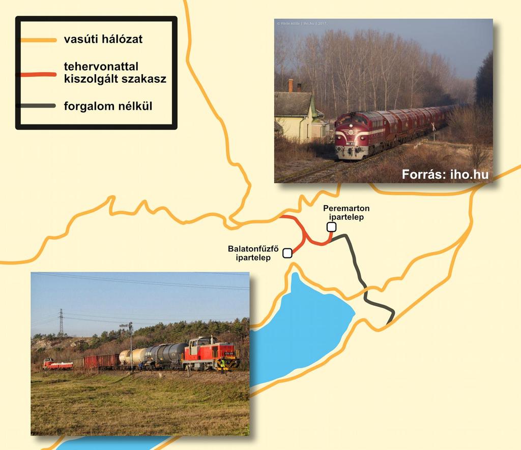Vasútvonal jelenlegi állapota Veszprém felől a 27-es számú vasútvonal felső szakaszán a mai napig megmaradt a teherszállítás.