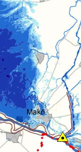 224 1.17.8 Árvízvédelem Makó a Maros folyó mellett fekszik közvetlenül az Alsó-Tisza-vidéki Vízügyi Igazgatóság működési területén. Makó a 11.07.sz. Maros jobb parti árvízvédelmi szakasz, 2.