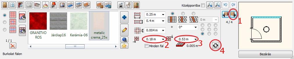 18m (2) és a függőleges eltolást: 0.53m (3) Kattintson a Frissítés ikonra (4).