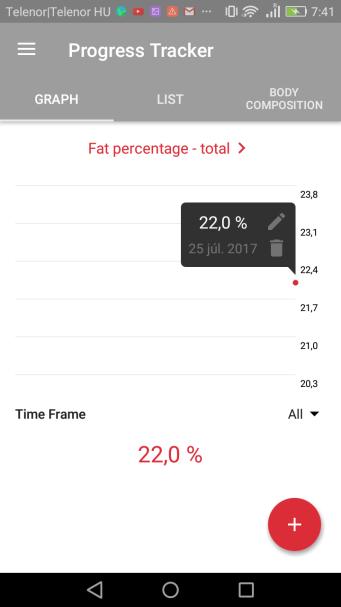 A változásokat grafikusan is láthatod a Graphs gombra kattintva a képernyő felső részén. A fejlődés követése a mobil applikációban : A menüből válaszd ki a Progress gombot.