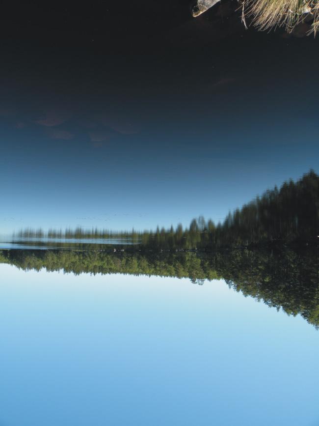 10. ábra. A dél-svédországi Havnmantorp és Lessibo közelében lévõ Hyllsjon-tóról polárszûrõ nélkül készült fénykép. A vízszintes optikai tengelyû kamera északra nézett.