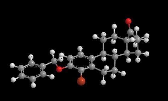 ábra mutatja a két bróm regioizomer 3-benziléter Chem3D programmal energiaminimalizált szerkezetét.