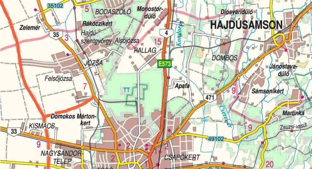 Debrecen fenntartható városi közlekedés-fejlesztési terve - 14 - A városkörnyék közúti kapcsolatai Városi közúthálózat 3.
