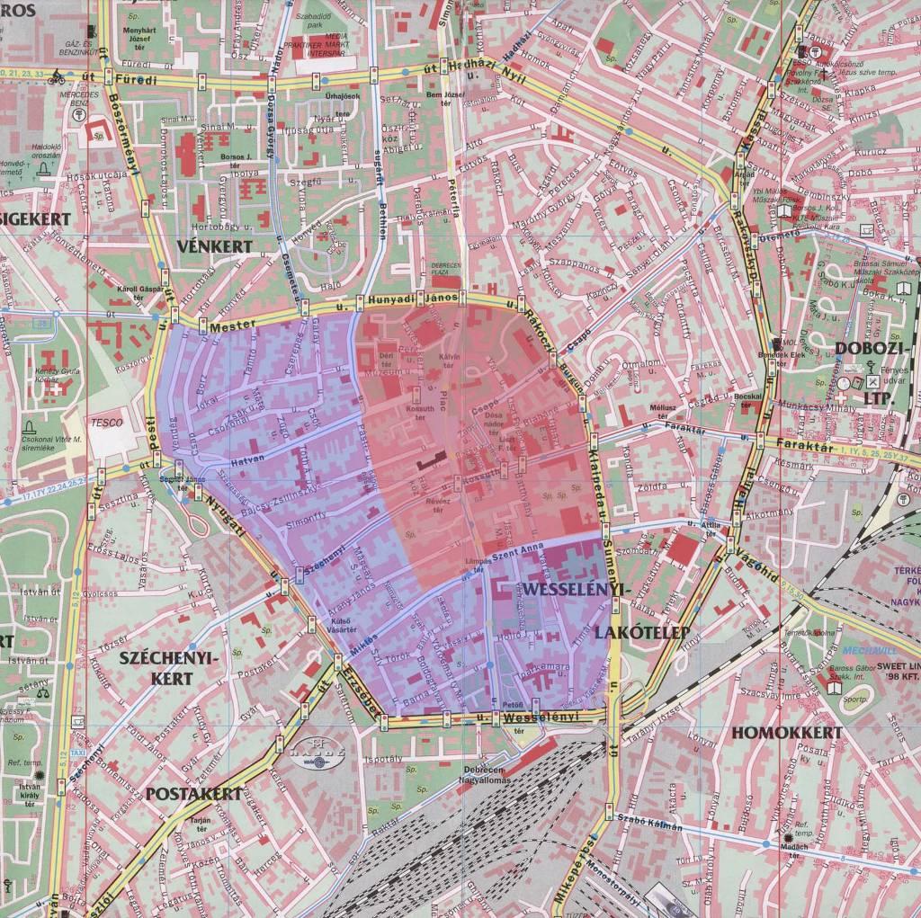 Megközelíthetőségi szabályozás és parkolás menedzsment vizsgálata Debrecen belvárosában 7 Debrecen belvárosa 3.