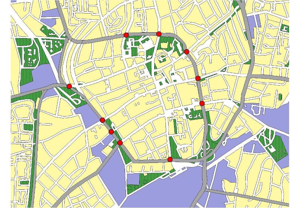 Megközelíthetőségi szabályozás és parkolás menedzsment vizsgálata Debrecen belvárosában 63 A vizsgált csomópontok A kritikus útszakaszokon kitérünk az autóbuszsáv megvalósíthatóságának kérdésére is.