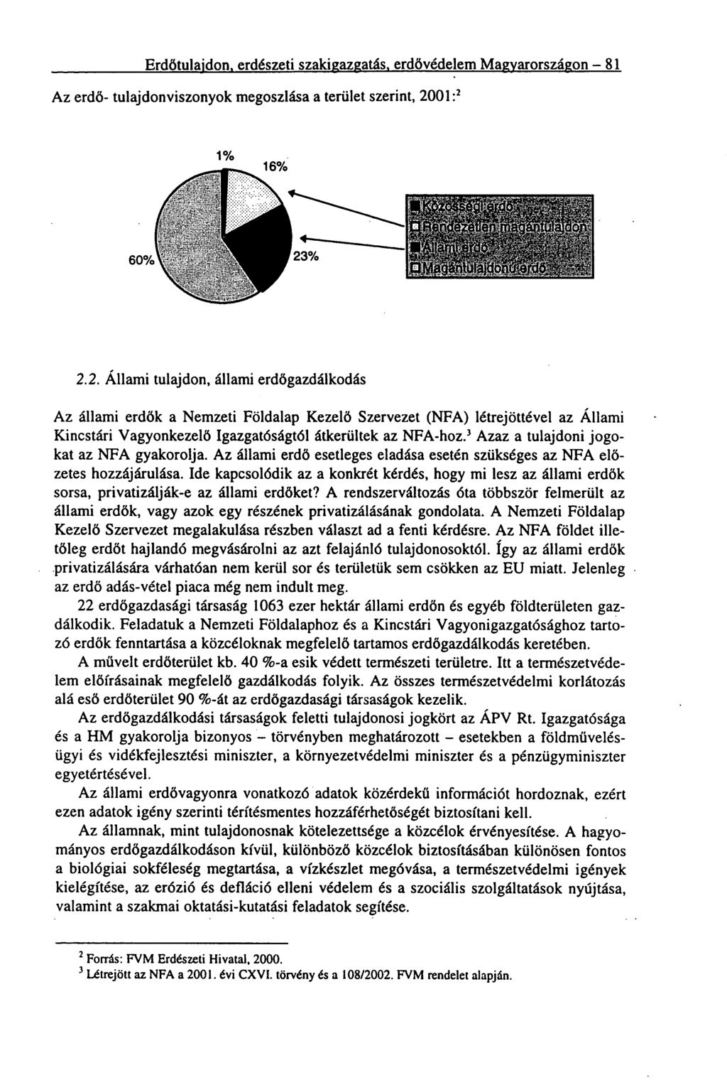 Erdőtulajdon, erdészeti szakigazgatás, erdővédelem Magyarországon 81 Az erdő- tulajdonviszonyok megoszlása a terület szerint, 20