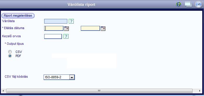 1.3 Várólista riport Kötelező mező az ellátás