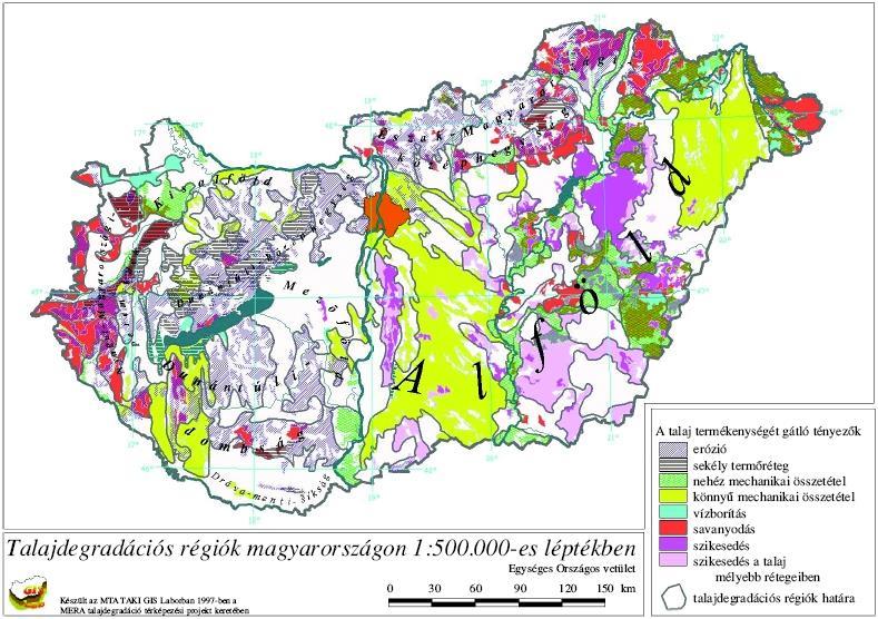 3.1.1. Talajerózió 4. ábra. Magyarország talajdegradációs régiói Tevékenység: Jegyezze meg a talajerózió fogalmát! A talajerózió a (csapadék)víz által okozott talajpusztulás.