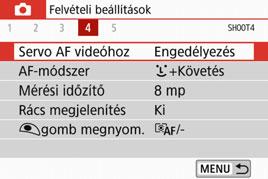 3 A menüfunkciók beállításai Ha a tápkapcsoló <k> állásban van, a videofelvételnél csak a [z1], [z4] és [z5] lapok érhetők