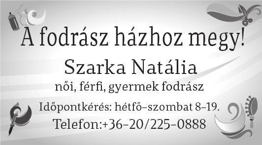 Erdősné Cmarkó Ilona, Gyógymasszőr Telefon: 06-20/402-2458 Svédmasszázs: izomlazító, fájdalomcsillapító. Narancsbőr kezelése köpöllyel, testtekercseléssel. Denevér-pad: gerincpanaszok kezelésére.
