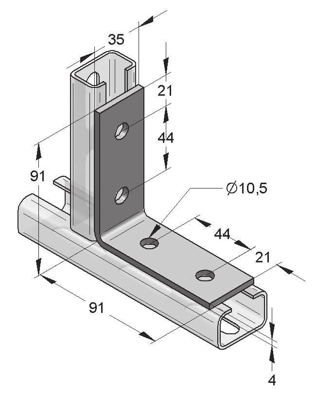 0814465 C35 Összekötő elem 3 furat 82,5 x 80 x 4 0,135 25 0814430 C35