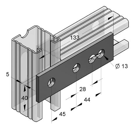 Összekötő elem I 4 furat (IB 434) 176 x 40 x 5 0,250 25 0814349 C45 Összekötő elem 3 furat (IB 430) 85 x 80 x