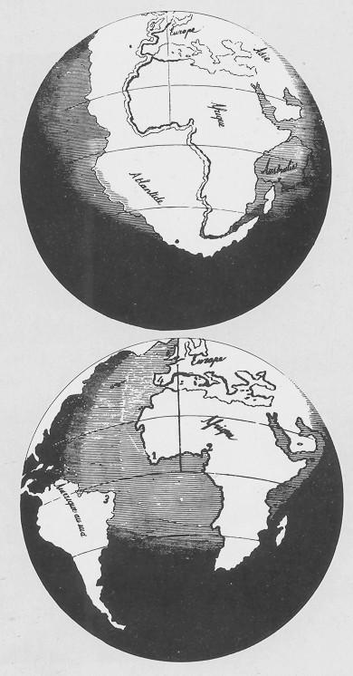 Taylor, 1908: egy nagy sarki földdarabot a centrifugális erő szétszakított A.