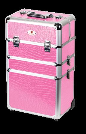 Kígyóbőrmintás Crystal Nails fémtáskák és bőröndök light pink és