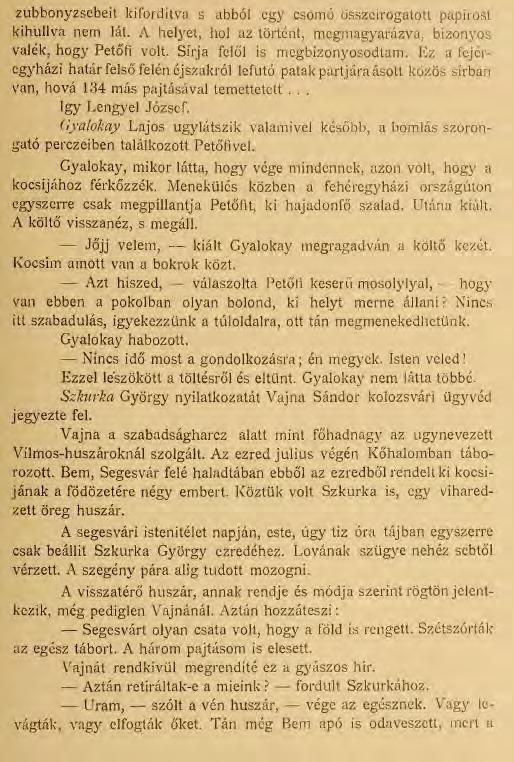 649-652: conteneti anche nomi di altri personaggi, Illyés Gyula: Petőfi halála IN T.