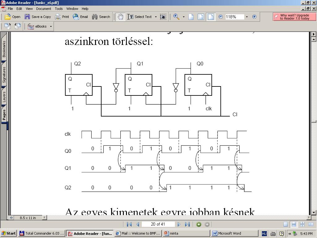 ASZINKRON BINÁRIS ELŐRESZÁMLÁLÓ 2 2 2 1 2 0 Aszinkron bináris felfele számláló,