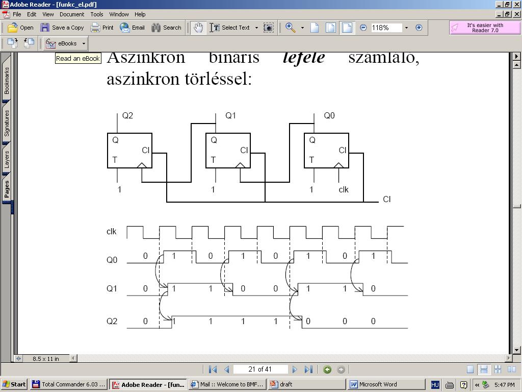 ASZIKRON SZÁMLÁLÓ (LEFELE) 2 2 2 1 2 0 Aszinkron