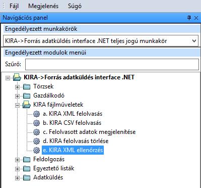 Ellenőrzés A bérszámfejtési XML állomány felolvasása