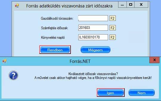 A Feldolgozás státusza ATADVA státuszról FELDOK-ra változik, hogy a már felolvasott időszak törölhetővé váljon.