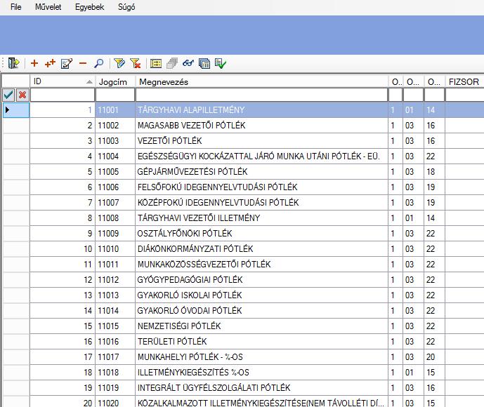 Feladata: A KIRA rendszer jogcímeit tartalmazza, melyek részt