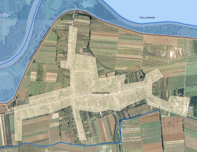 1.3.3.4 Szatmárcseke Szatmárcseke település a Tisza bal partján, a 07.05.02 számú védelmi szakasz 130+555 tkm és a 07.05.01 számú védelmi szakasz 142+782 tkm között érinti a nagyvízi medret.