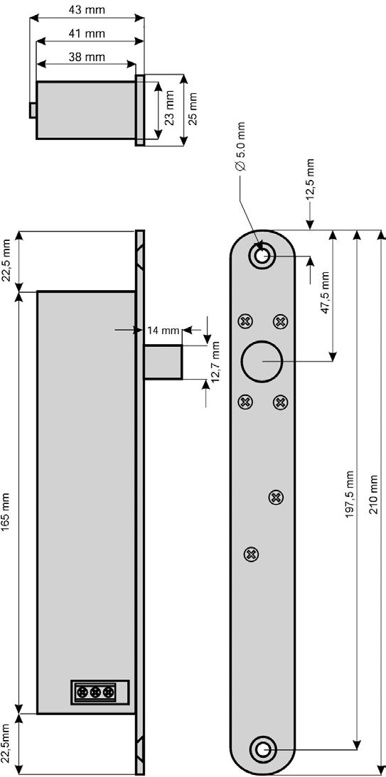 Speciális motoros és elektromechanikus zárak MŰSZAKI ADATOK Tápfeszültség: 12 24 V DC (-10%, +15%) effeff 843-1 / 843ZY Motoros tolózár Áramfelvétel: 210 ma 12 V DC esetén (csúcsáram bekapcsolásnál: