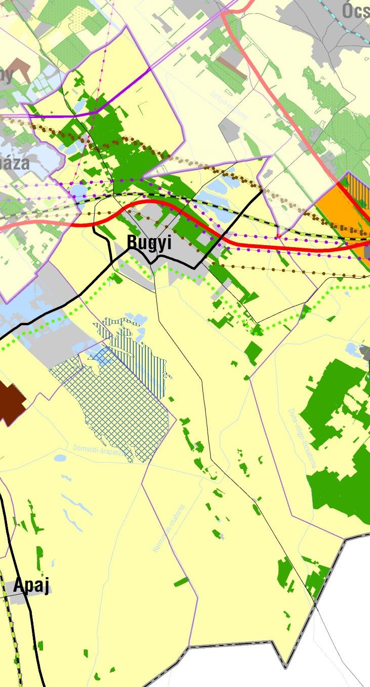 Törvény erkezeti terve Bugyi Nagyközség területét mezőgazdasági térségbe sorolta.