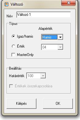 A változók A változók a master modul (DGQG01) rendszermemóriájában eltárolt információk.