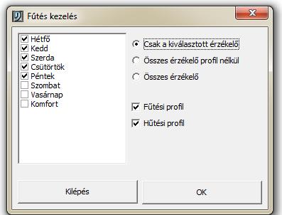 Másolja a hőmérséklet profilt más napokra és/vagy az összes érzékelőre. Válassza ki a megfelelő napokat. Válassza ki a másolandó profilt (fűtési profil és/vagy hűtési profil).