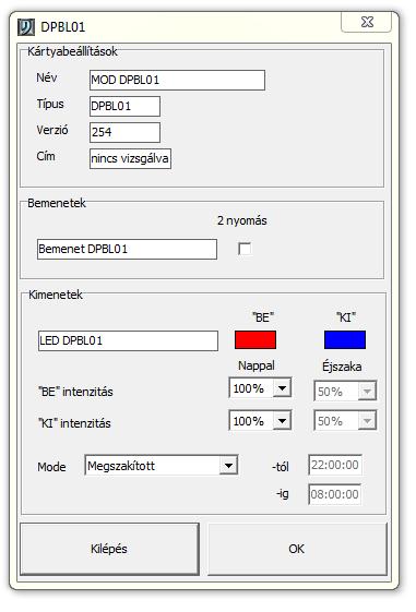 Modul szerkesztése Modul beállítás: A modul Neve, Típusa, Verziója és Címe.