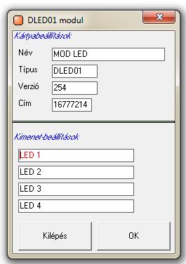 DLED01 Leírás LED modul 4db programozható állapot visszajelző LED- del. Funkció állapot visszajelzéshez.