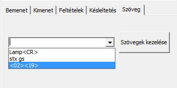 Szöveges üzenet küldése (Csak a DRS23201 és a DUSB01 modulokkal) Ezt a művelet akkor lehetséges, ha a DRS23201 / DUSB01 modul kimenete (a képernyő jobb oldalán) hozzá van kapcsolva egy bemeneti