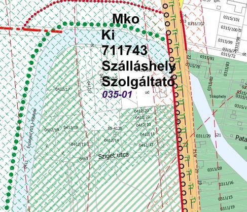 40 8. számú változtatással érintett terület Nyíregyháza, Sziget utca északi oldala az Érpatak (VIII.