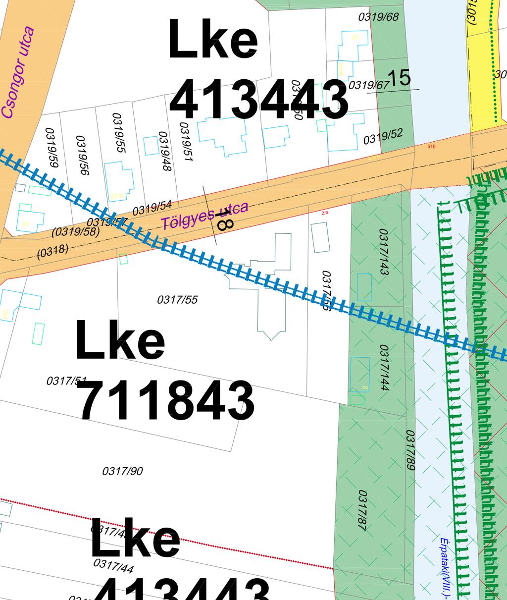 56 19. számú változtatással érintett terület Nyíregyháza, Tölgyes út menti 0317/143, 0317/144 hrsz.-ú ingatlanok Jelenlegi szabályozás Tervezett szabályozás A 0317/143, 0317/144 hrsz.