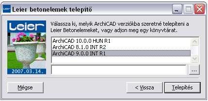 1. fejezet 1.1 A LEIER Kerti betonelemek könyvtár telepítése A LEIER Kerti Betonelemek termékkönyvtár telepítéséhez indítsa el a LEIER_betonelemek_installer.exe fájlt a LEIER CD-ről.