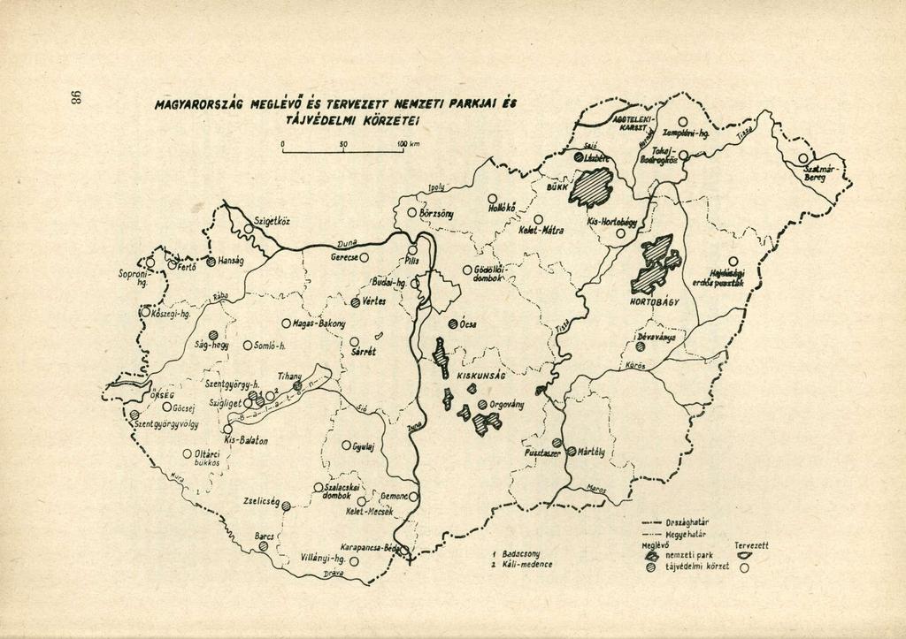 MAGYARORSZÁG MEGLEVŐ ÉS TERVEZETT NEMZETI PARKJAI ES TÁJVÉDELMI KÖRZETEI 5 ( km