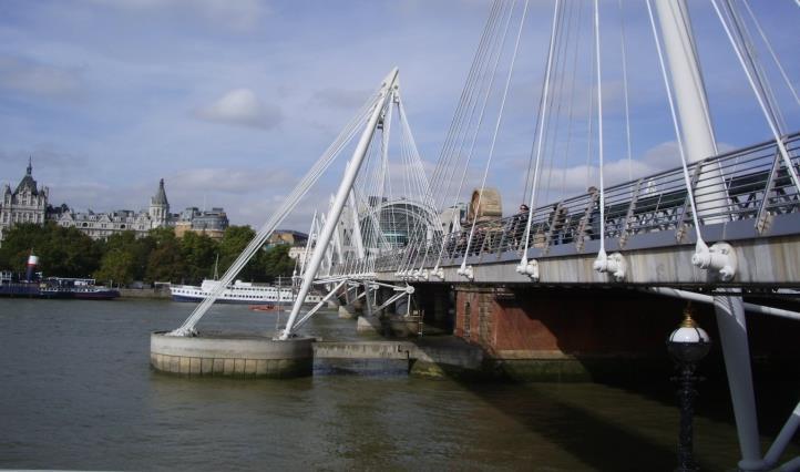 Hungerford vasúti híd melletti Golden Jubilee gyalogos hidak