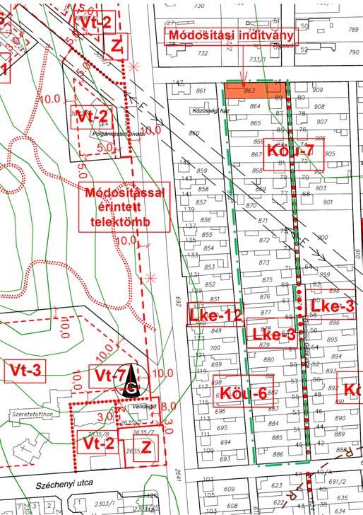 Jelen tervmódosítási javaslat a szóban forgó ingatlant tartalmazó tömböt tekintettel a fent leírt településszerkezeti adottságaira - a kertvárosias jelû építési övezetbõl a szomszédos - tõle nyugatra