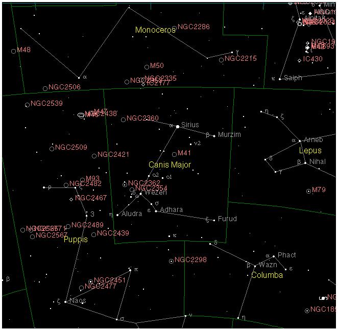 CMa) ADARA (Epsilon CMa) Furud (Zeta CMa) Aludra (Eta CMa)